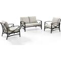 Crosley 3 Piece Kaplan Outdoor Seating Set with Oatmeal Cushion - Loveseat, Two Kaplan Outdoor Chairs KO60011BZ-OL